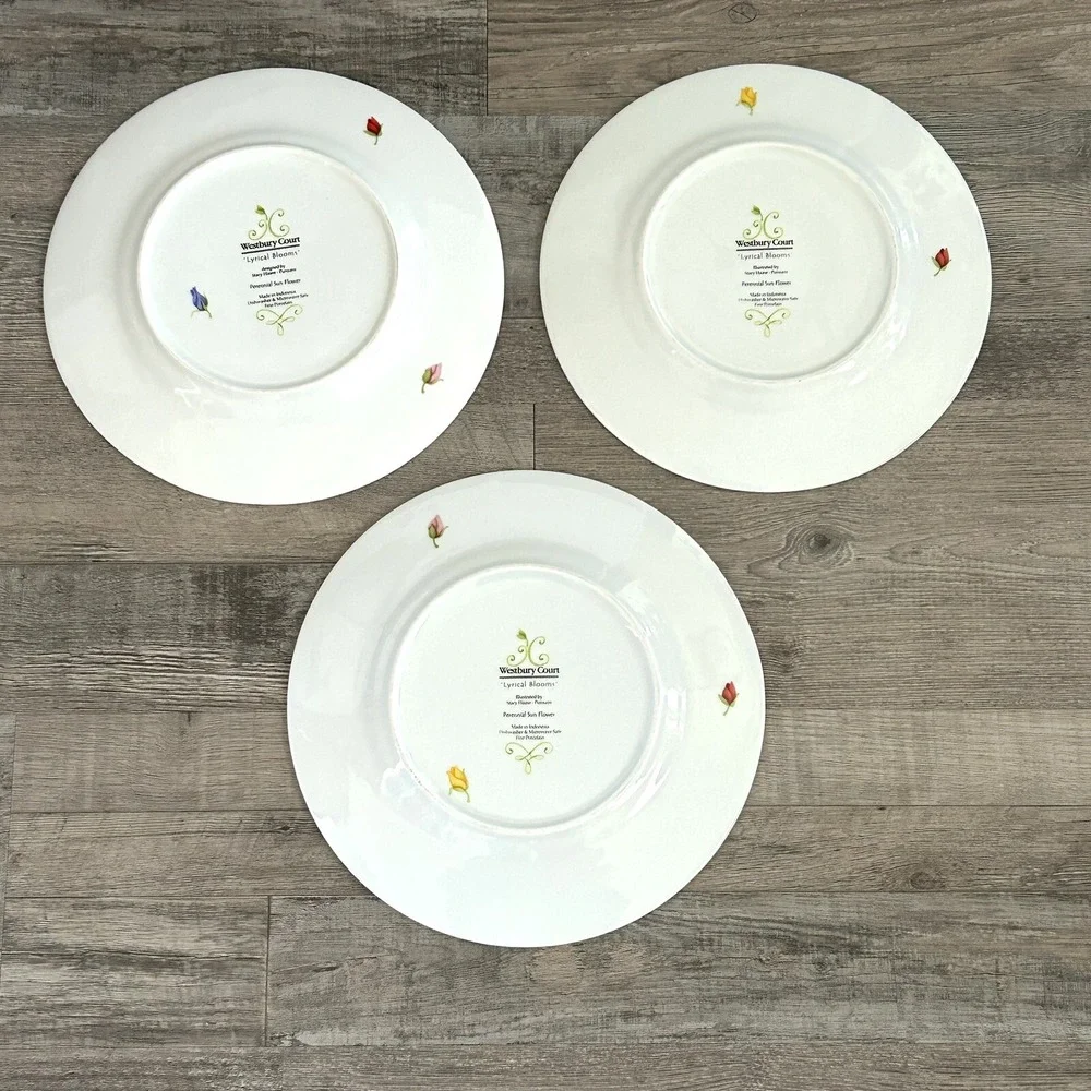 Westbury Court Lyrical Blooms Dinner Plates Perennial Sunflower Floral Set of 3